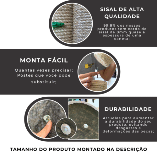 Arranhador Big Torre com Casinha – 175cm de Altura | Gatos Exigentes - Imagem 6