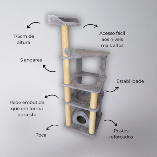 Arranhador Big Torre com Casinha – 175cm de Altura | Gatos Exigentes - Imagem 4