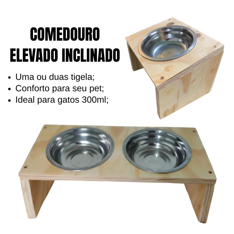 COMEDOURO ELEVADO INCLINADO COMPENSADO CRU